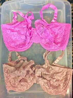 TWO brand new Smart&Sexy Signature Lace Unlined Underwire Bras SIZE 38DDD